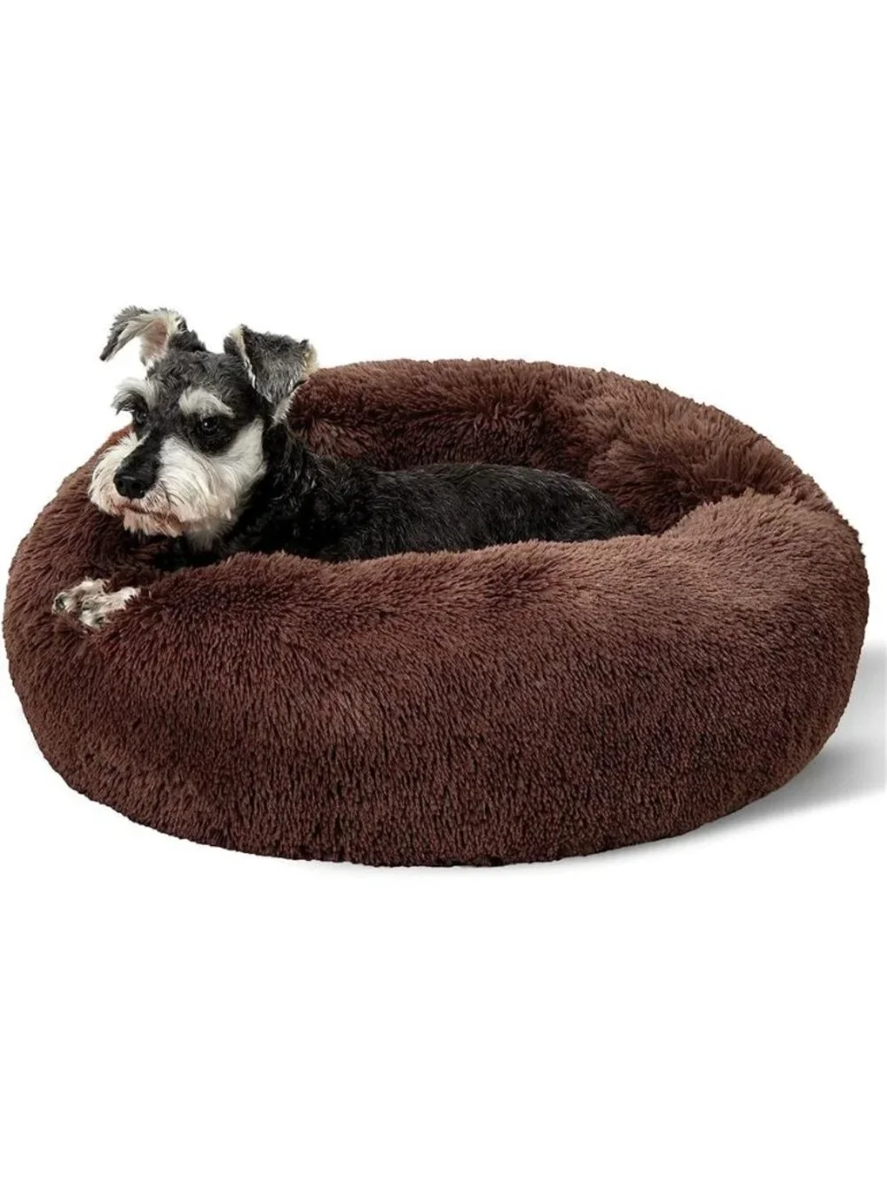 Calming Donut Dog Bed Anti-Anxiety Self Warming Cozy Soft Plush 24